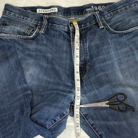 Gap 1969 Standard Relaxed Straight Mid-Rise Denim Jeans Men's 36x32 | Blue - Picture 9 of 11
